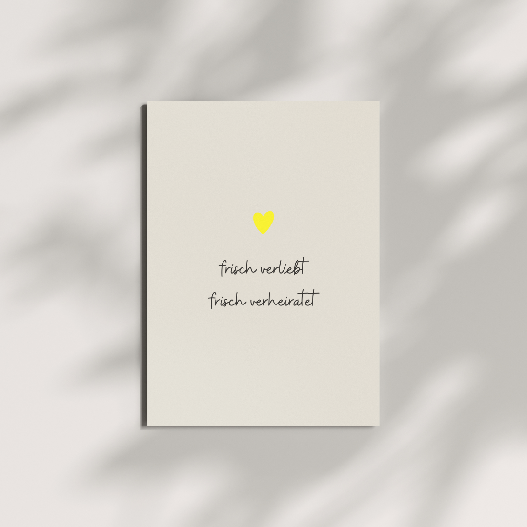 Postkarte - frisch verliebt frisch verheiratet