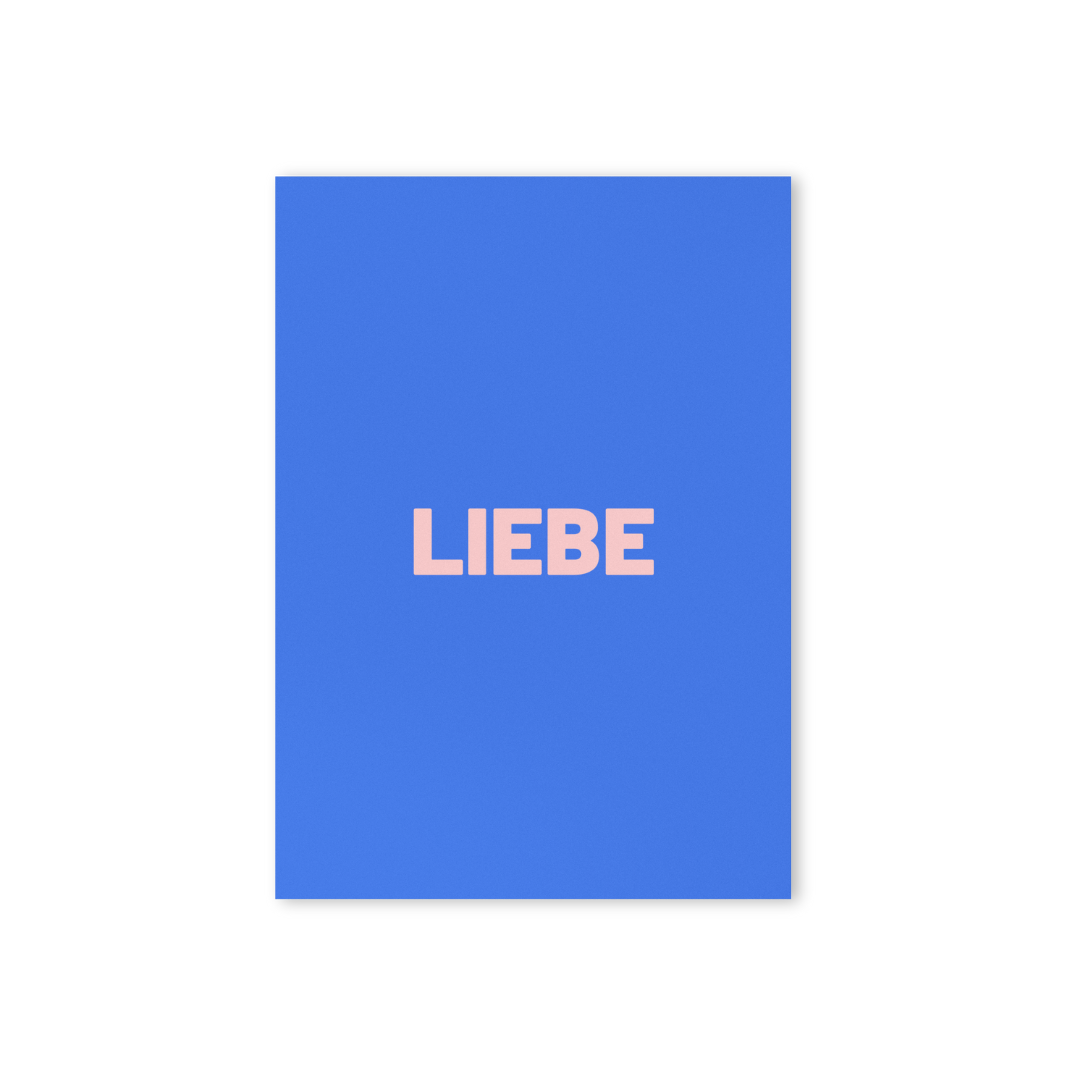 Kommt bald wieder! Postkarte - LIEBE blau-rosa