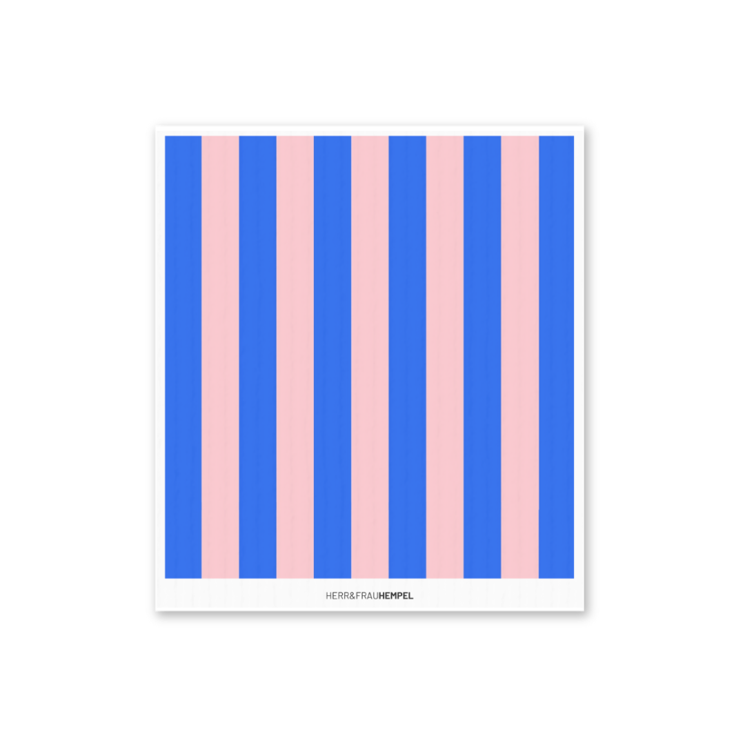 Schwammtuch Streifen blau-rosa