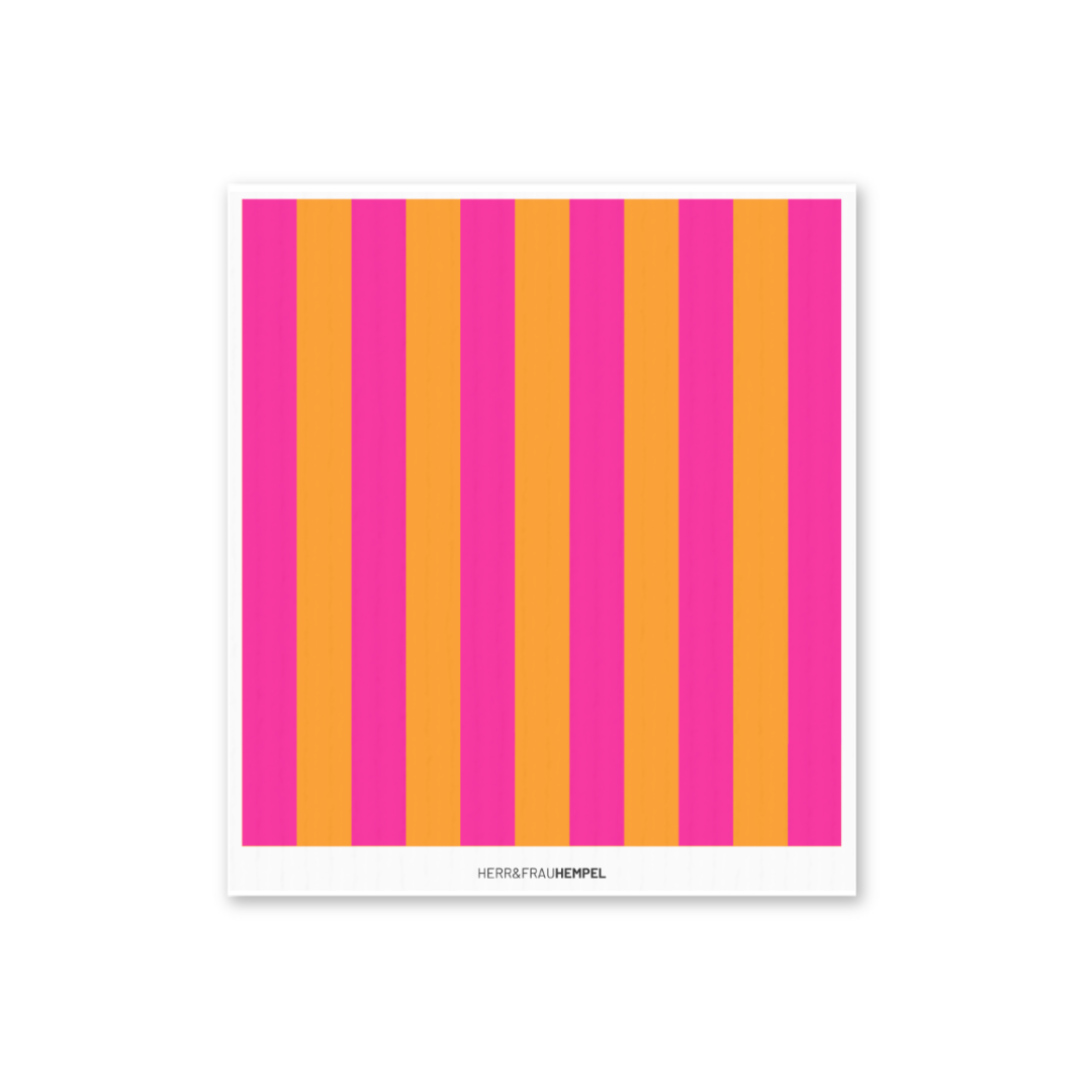 Schwammtuch Streifen pink-orange