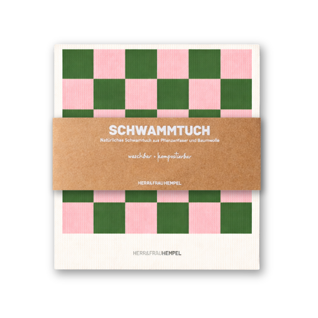 Schwammtuch Karo rosa-grün