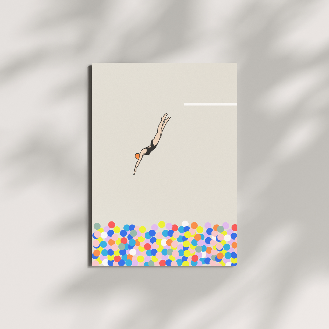 Postkarte - Sprung ins Bällebad