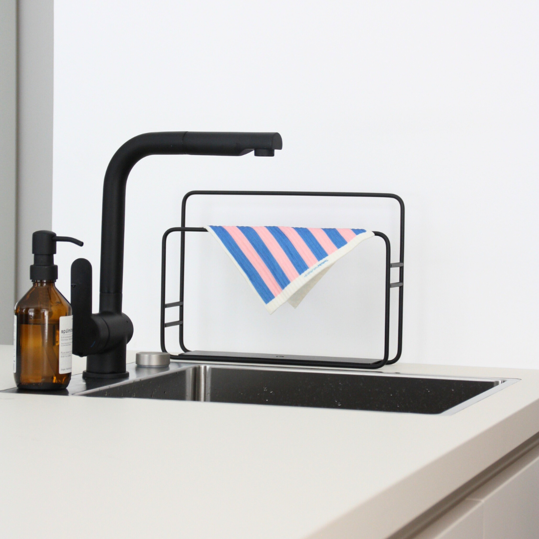 Schwammtuch Streifen blau-rosa