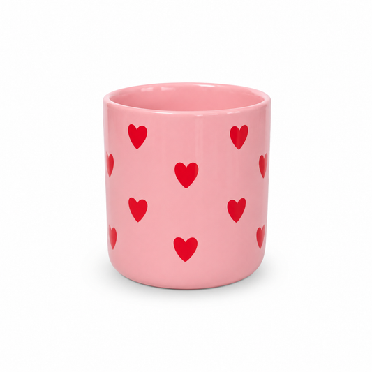 Becher - Herzen rosa - rot