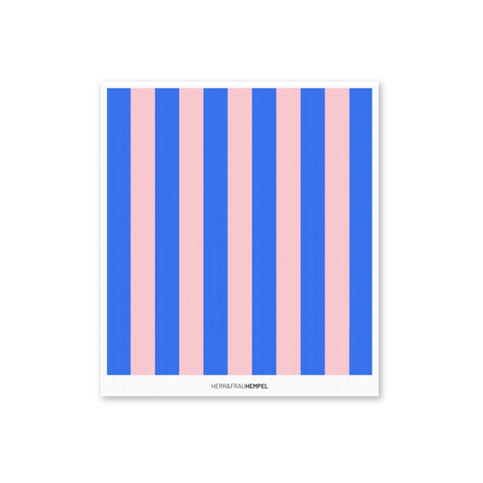 Schwammtuch Streifen blau-rosa