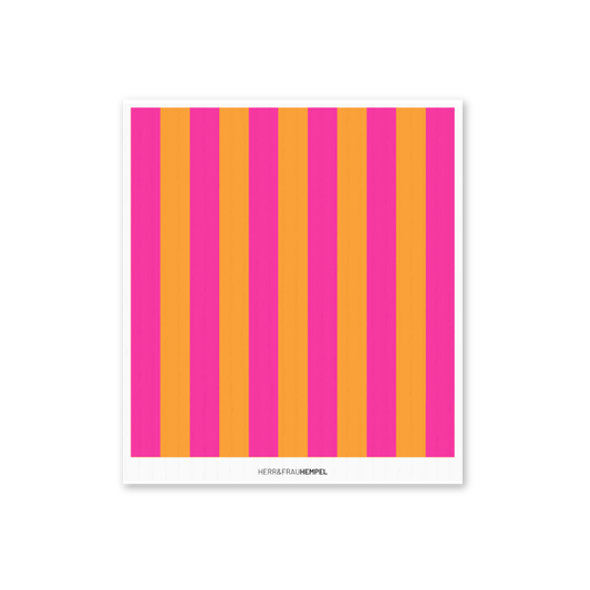Schwammtuch Streifen pink-orange