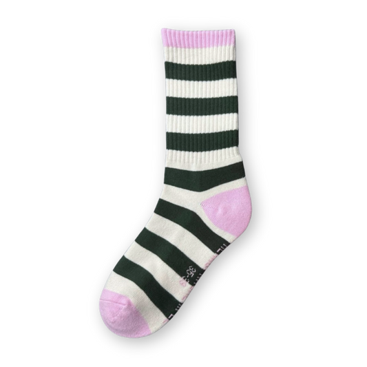 SOCKEN - Streifen dunkelgrün - rosa