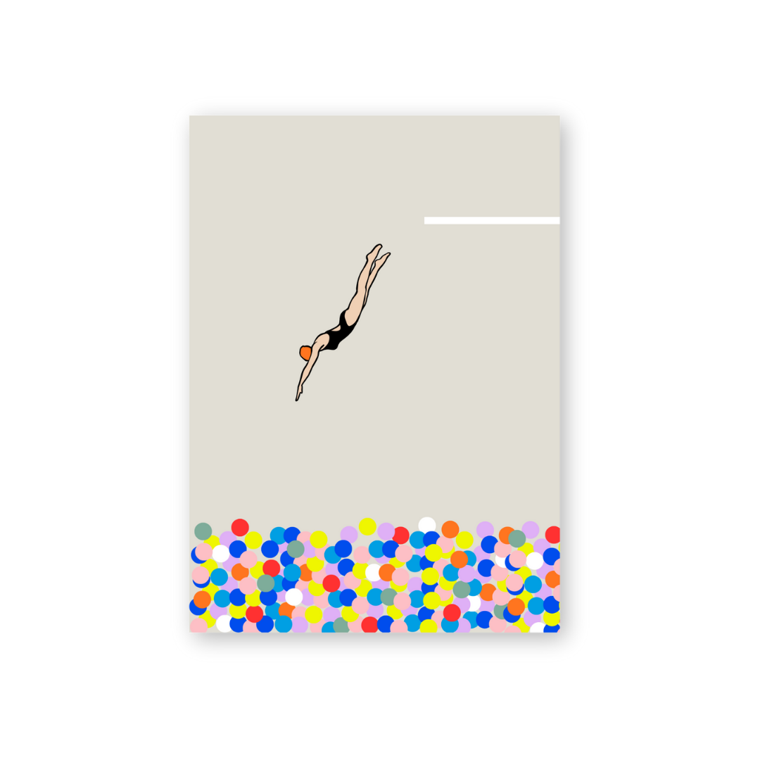 Postkarte - Sprung ins Bällebad
