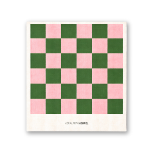 Schwammtuch Karo rosa-grün