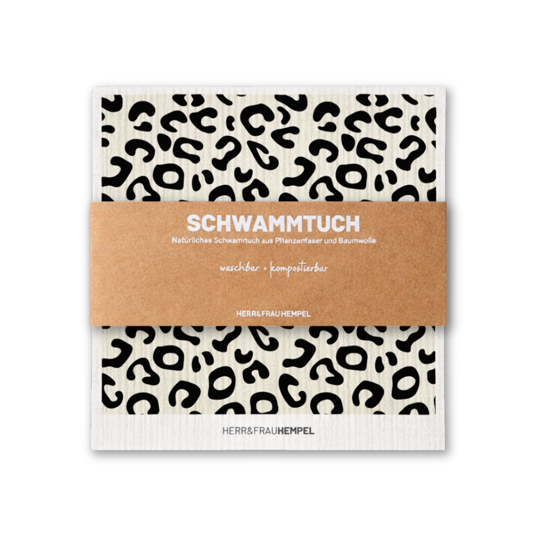 Schwammtuch Leo beige-schwarz