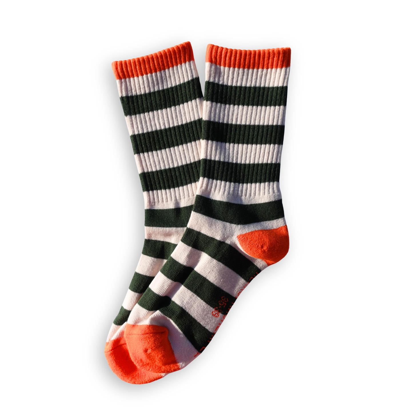 SOCKEN - Streifen dunkelgrün - orange