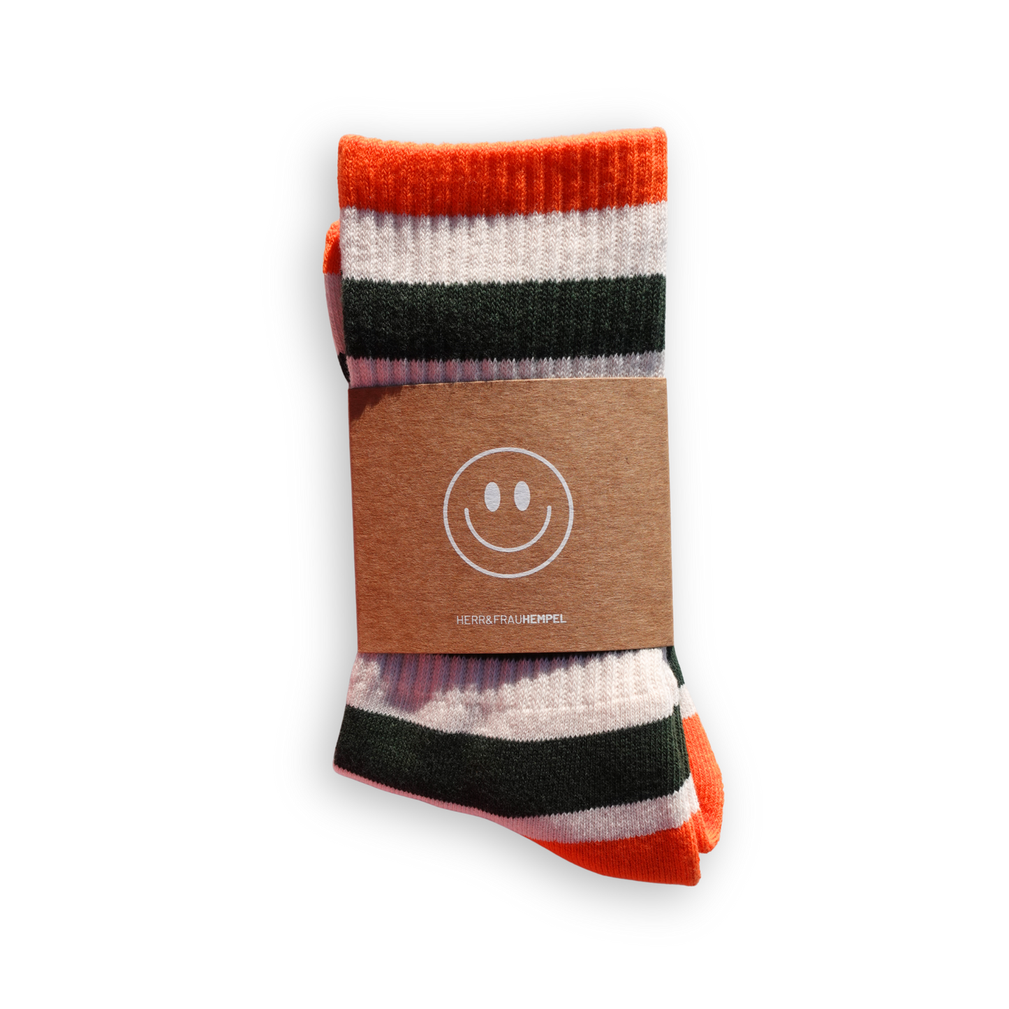 SOCKEN - Streifen dunkelgrün - orange
