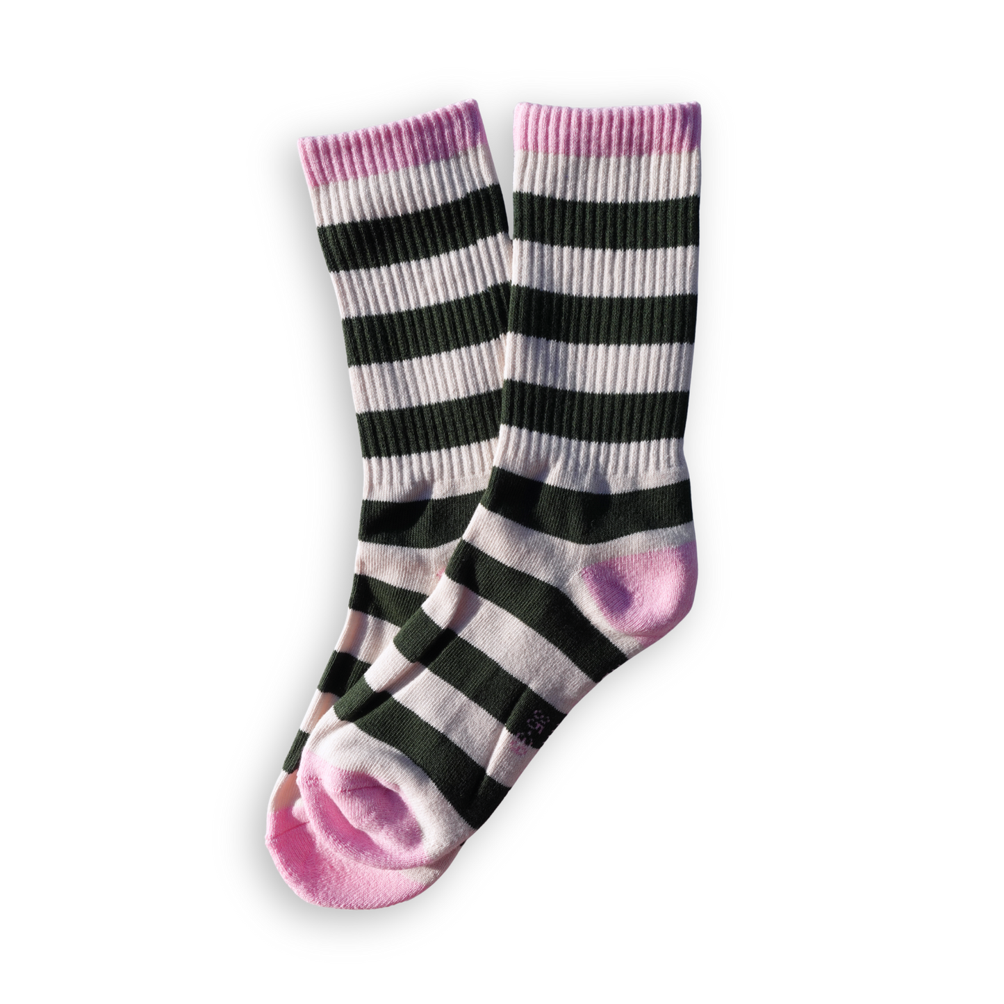 SOCKEN - Streifen dunkelgrün - rosa
