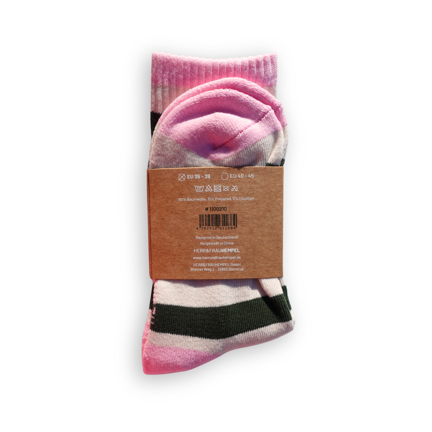 SOCKEN - Streifen dunkelgrün - rosa