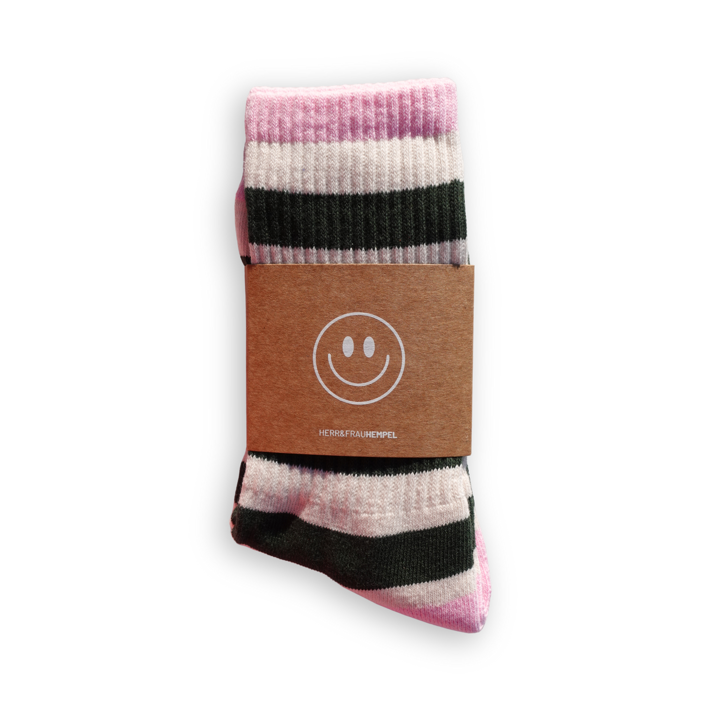 SOCKEN - Streifen dunkelgrün - rosa