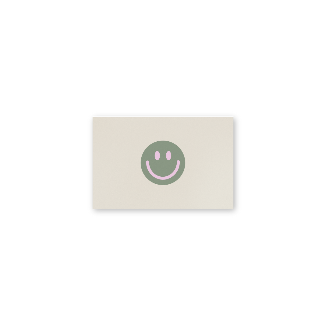 Mini Postkarte - Smiley oliv-flieder