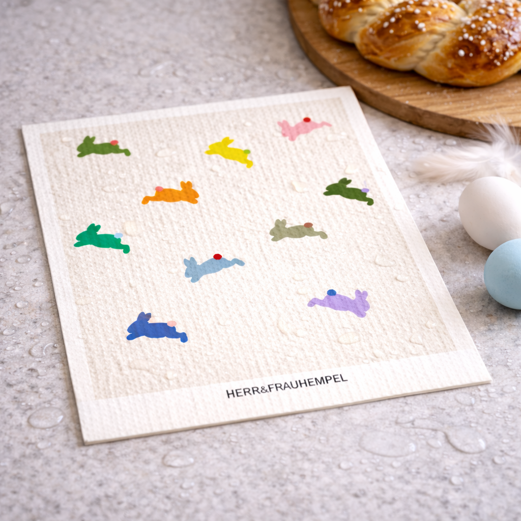 Schwammtuch bunte Osterhasen