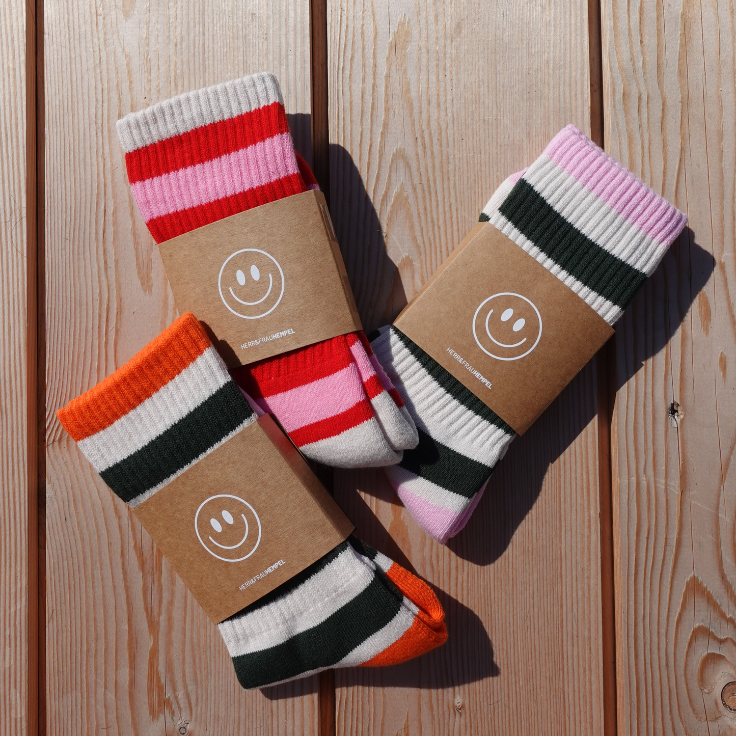 SOCKEN - Streifen dunkelgrün - rosa