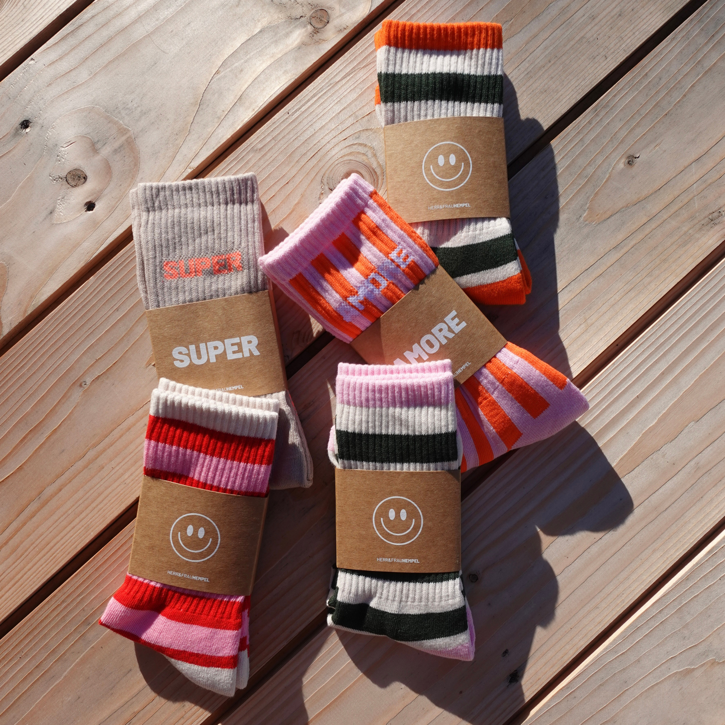 SOCKEN - Streifen dunkelgrün - orange