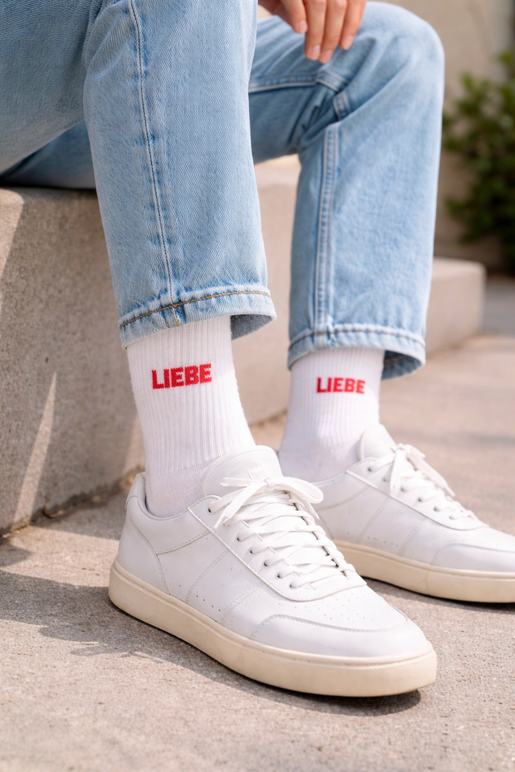 SOCKEN - LIEBE rot - weiß