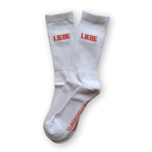 SOCKEN - LIEBE coral - weiß