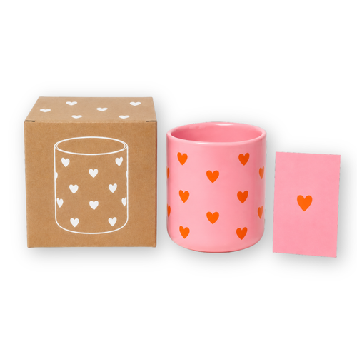 Becher - Herzen rosa - orange